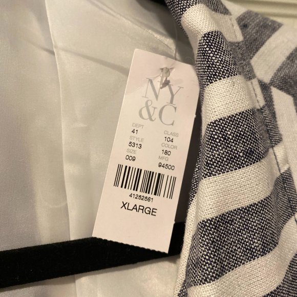 NWT LINEN-BLEND NAUTICAL STRIPE TIE-WAIST JACKET & HIGH-WAISTED SHORT - Picture 5 of 12